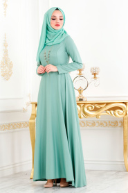 Vert Amande - Nayla Collection - Robe Hijab 8040CY - Thumbnail