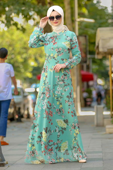Vert Amande - Nayla Collection Robe Hijab 81521CY
