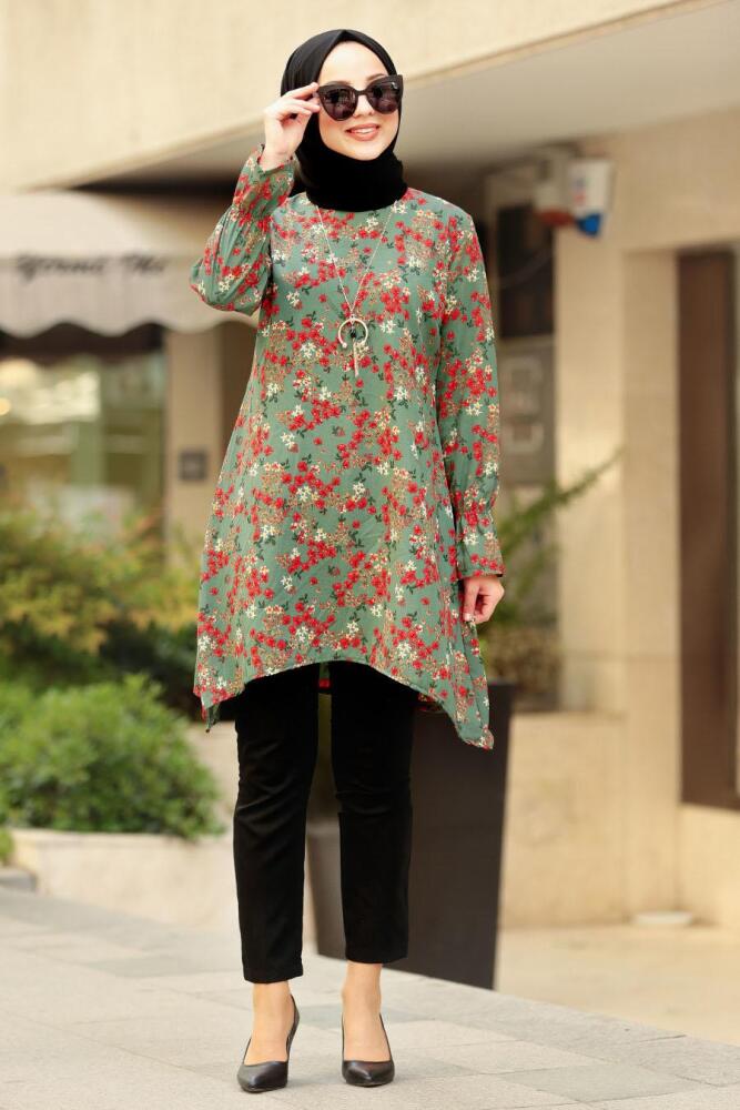 Vert Amande- Nayla Collection - Tunique Hijab 1120CY - 1