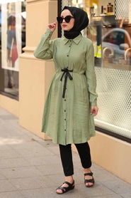 Vert Amande - Nayla Collection - Tunique Hijab - 39470CY - Thumbnail