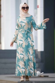 Vert Amande - Neva Style - Robe Hijab - 15258CY - Thumbnail