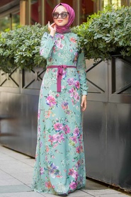 Vert Amande - Neva Style - Robe Hijab - 815241CY - Thumbnail