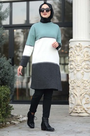 Vert Amande - Neva Style - Tunique En Tricot Hijab - 4474CY - Thumbnail