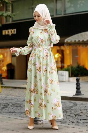 Vert D'arachide- Nayla Collection - Robe Hijab 41491FY - 1