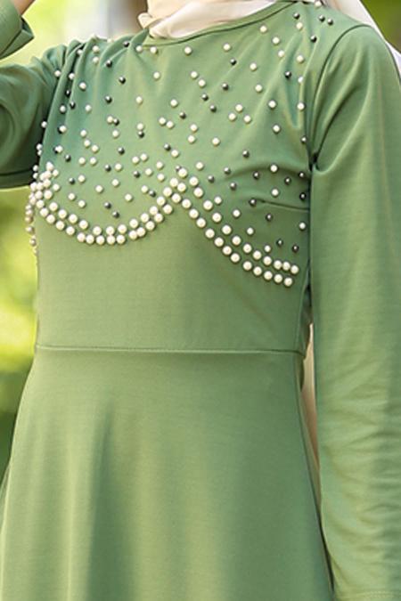 Vert D'arachide - Nayla Collection Robe Hijab 76620FY - 4