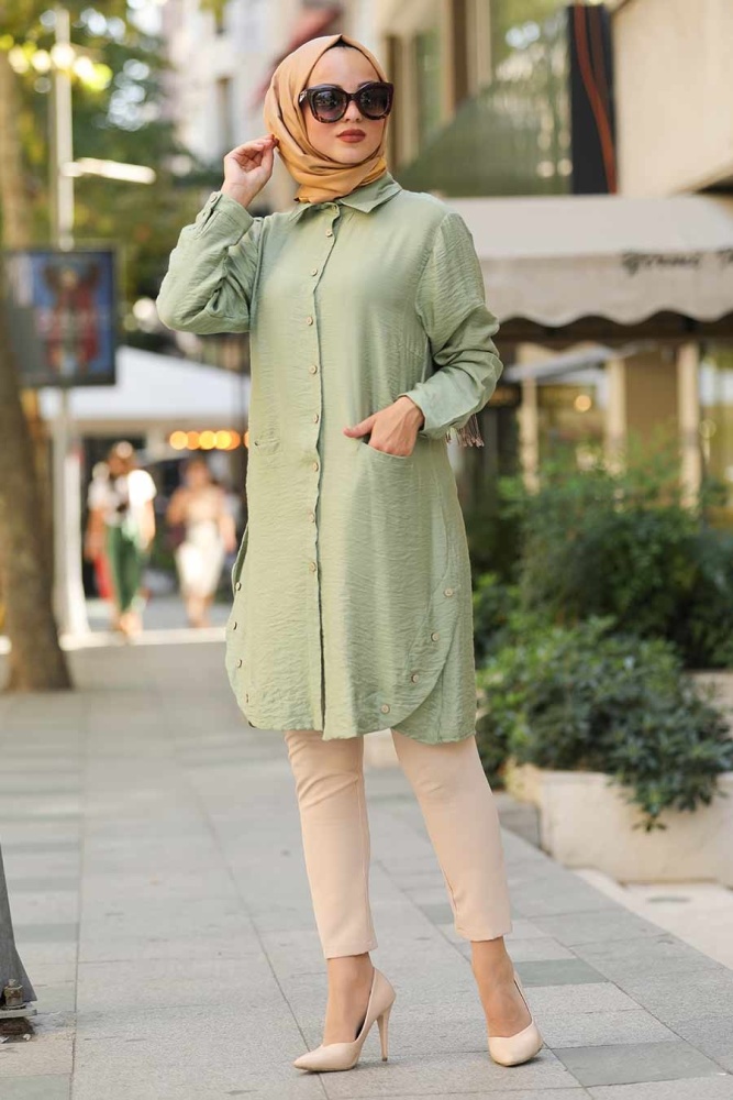 Vert D'arachide - Neva Style - Hijab Chemise - 38440FY - 1