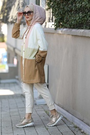 Vert D'arachide-Neva Style-Hijab Manteau-30259FY - Thumbnail
