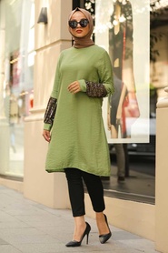 Vert D'arachide - Neva Style - Tunique Hijab - 3982FY - Thumbnail