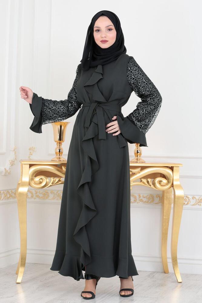 Vert Foncé - Nayla Collection - Abaya Turque Hijab 136KY - 2