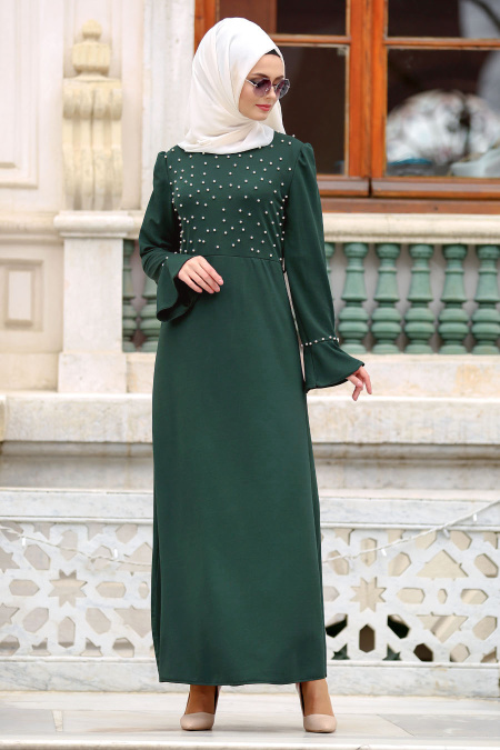Vert Foncé - Nayla Collection - Robe Hijab 74760KY