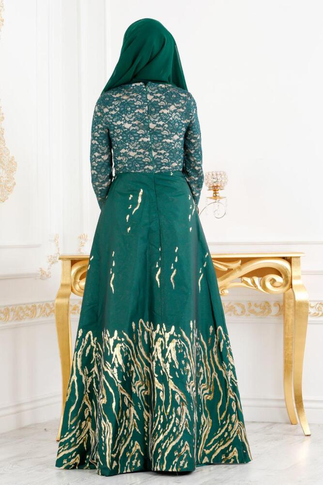 Vert - Nayla Collection - Robe de Soirée Hijab 82441Y - 3