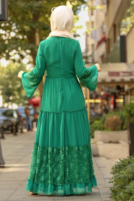Vert - Nayla Collection - Robe Hijab 100415Y - 3