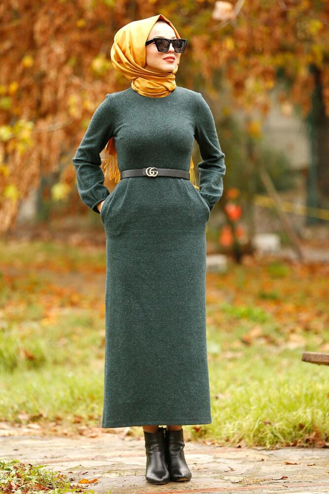 Vert - Nayla Collection - Robe Hijab 100549Y - 1