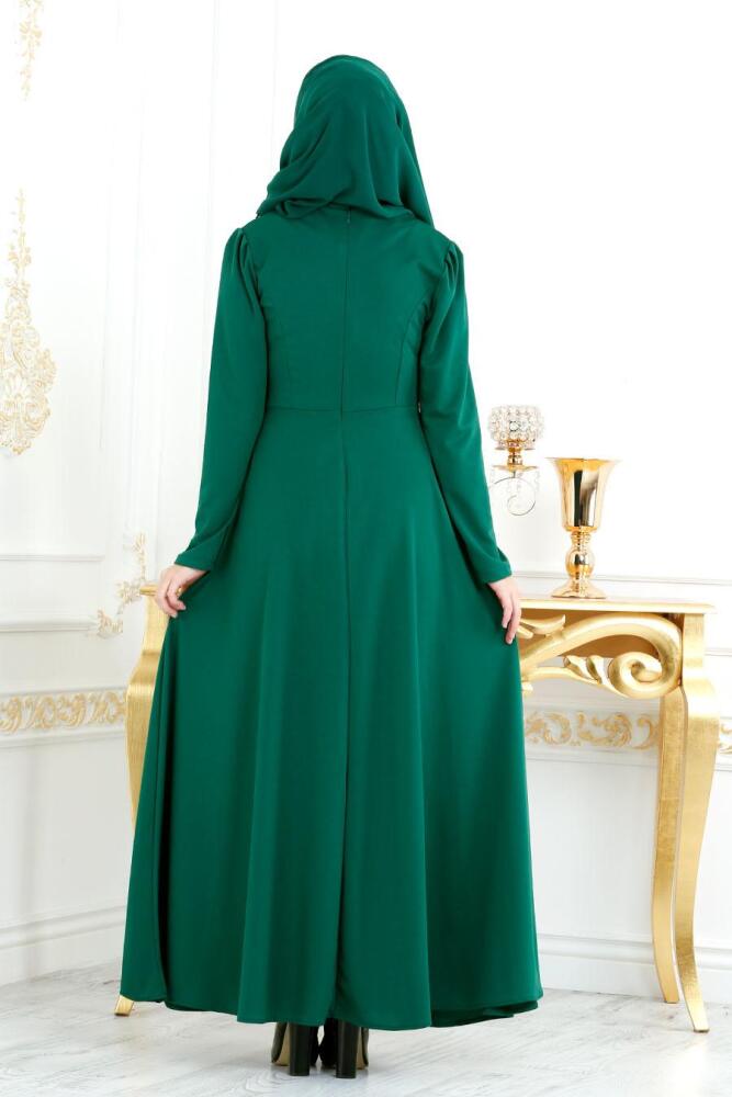 Vert - Nayla Collection - Robe Hijab 20960Y - 3
