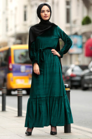 Vert - Nayla Collection - Robe Hijab 4010Y - Thumbnail