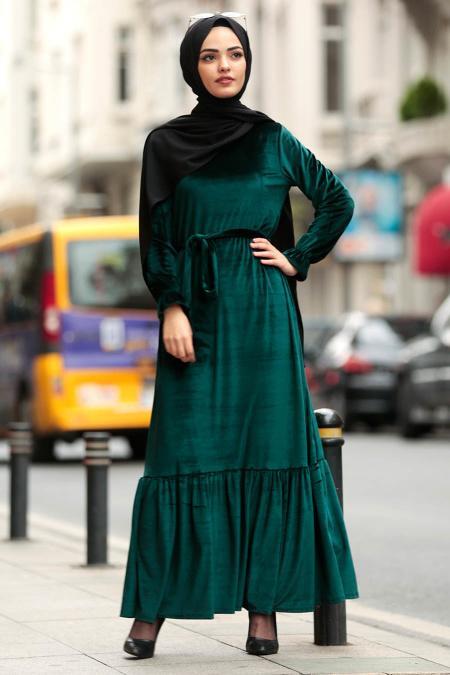 Vert - Nayla Collection - Robe Hijab 4010Y - 1
