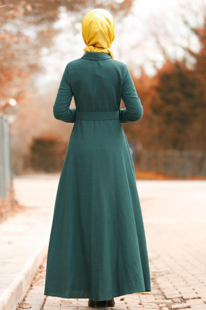 Vert - Nayla Collection - Robe quotidienne Hijab 8409Y - 2