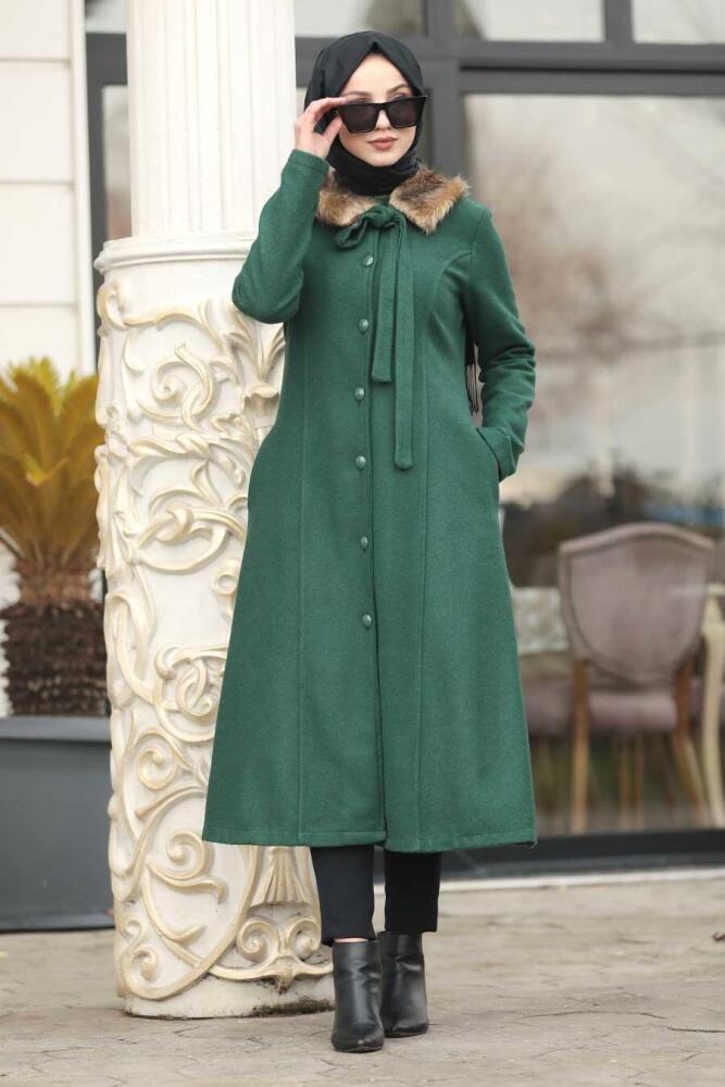 Vert - Neva Style - Manteau Hijab - 50840Y - 1