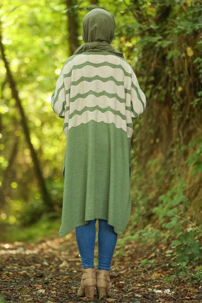 Vert - Neva Style - Poncho en tricot hijab - 15653Y - 2