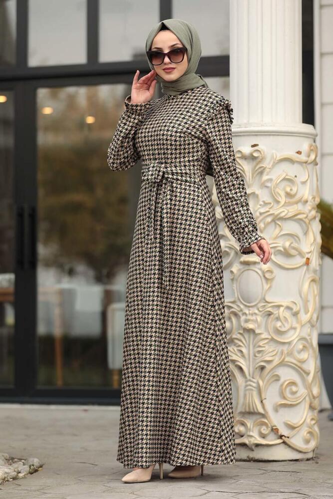 Vert - Neva Style - Robe Hijab - 15401Y - 2