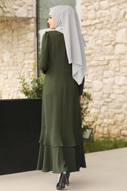 Vert - Tesettürlü Abiye Elbise - Robe de Soirée Hijab - 3763Y - Thumbnail