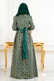 Vert - Tesettürlü Abiye Elbise - Robe de Soirée Hijab 82451Y - Thumbnail