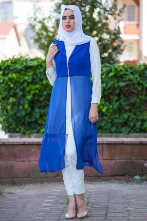 Vest - Sax Blue Hijab Vest 5065SX - 1