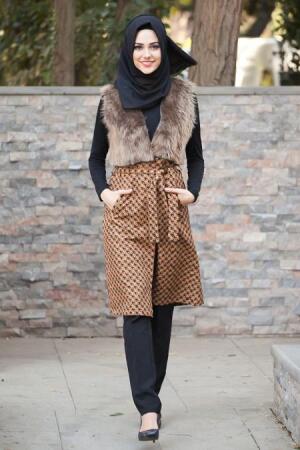 Vest - Yellowish Brown Hijab Vest 51270TB - 1