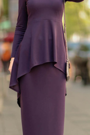 Violet Foncé - Nayla Collection - Combination Hijab 10280KMOR - Thumbnail