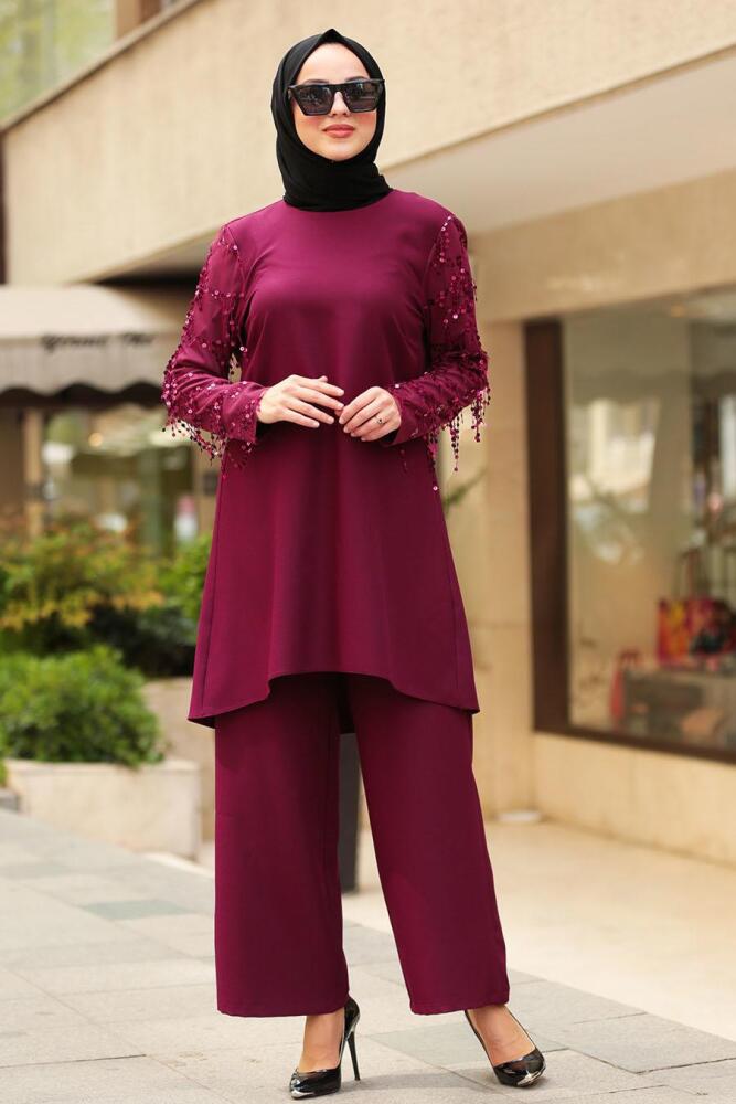 Violet Foncé- Nayla Collection - Combination Hijab 128MU - 1