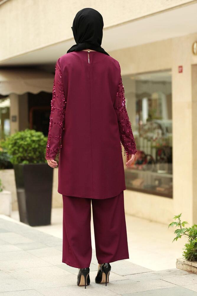 Violet Foncé- Nayla Collection - Combination Hijab 128MU - 2