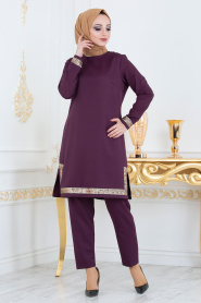 Violet Foncé - Nayla Collection - Combination Hijab 5417MU - Thumbnail