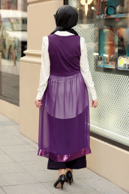 Violet Foncé- Nayla Collection - Gilet Hijab 70090MU - Thumbnail