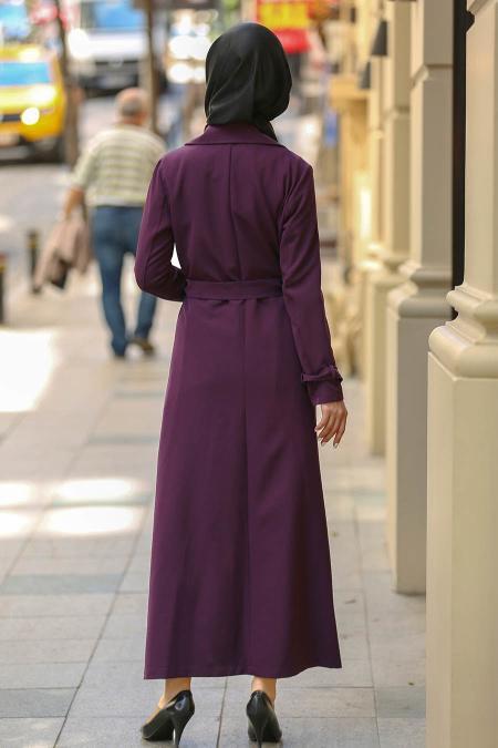 Violet Foncé - Nayla Collection - Manteau Hijab 53520MU - 2