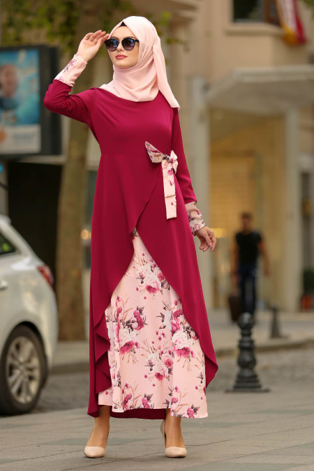 Violet Foncé - Nayla Collection - Robe Hijab 100386MU