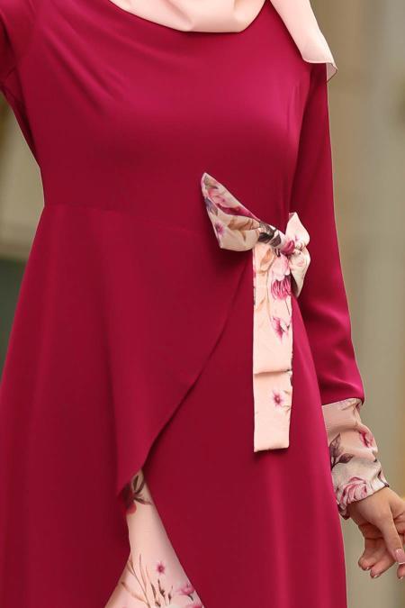 Violet Foncé - Nayla Collection - Robe Hijab 100386MU - 3