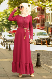 Violet Foncé - Nayla Collection - Robe Hijab 100409MU - Thumbnail