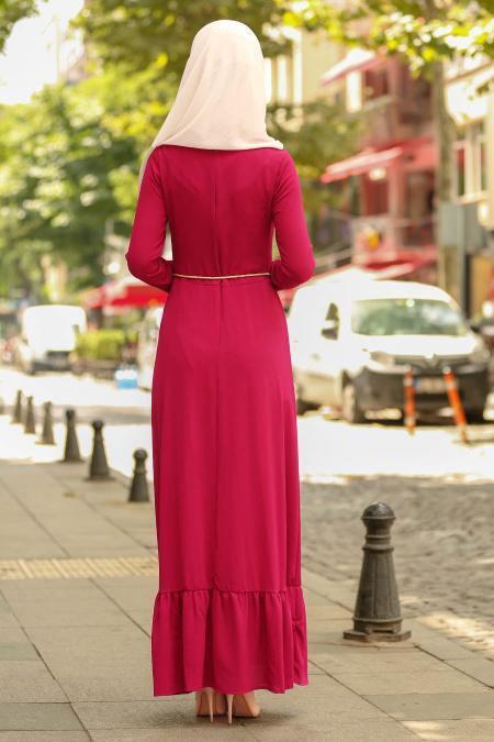 Violet Foncé - Nayla Collection - Robe Hijab 100409MU - 3