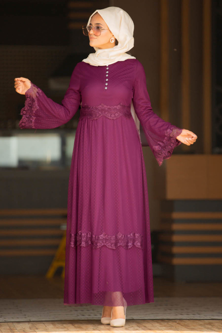 Violet Foncé - Nayla Collection - Robe Hijab 100421MU