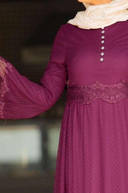 Violet Foncé - Nayla Collection - Robe Hijab 100421MU - 3