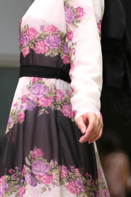 Violet Foncé - Nayla Collection - Robe Hijab 100432MU - Thumbnail