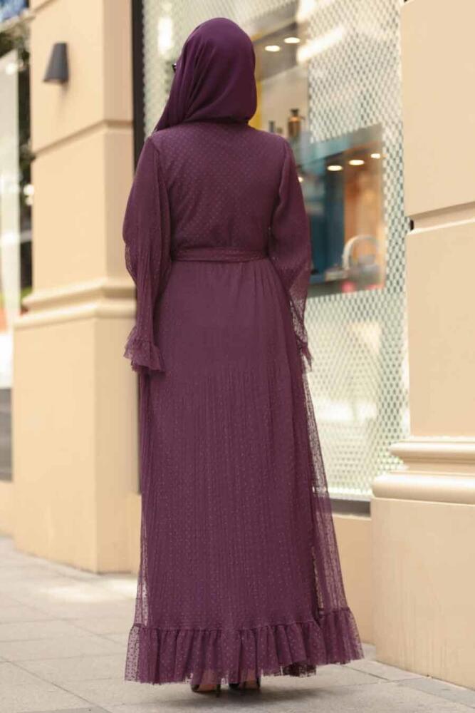 Violet Foncé - Nayla Collection - Robe Hijab - 1340MU - 2