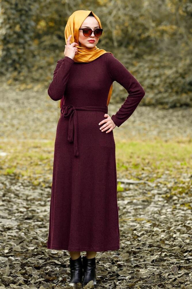 Violet Foncé - Nayla Collection - Robe Hijab 1602MU - 1
