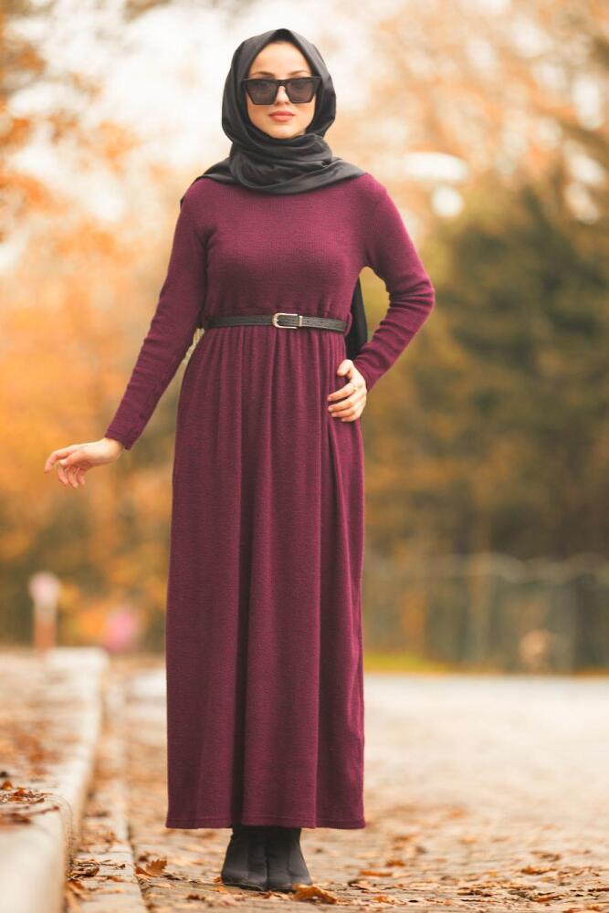 Violet Foncé - Nayla Collection - Robe Hijab 1603MU - 2