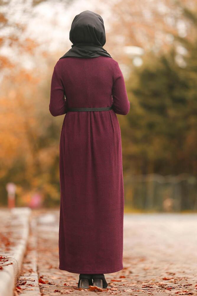 Violet Foncé - Nayla Collection - Robe Hijab 1603MU - 3