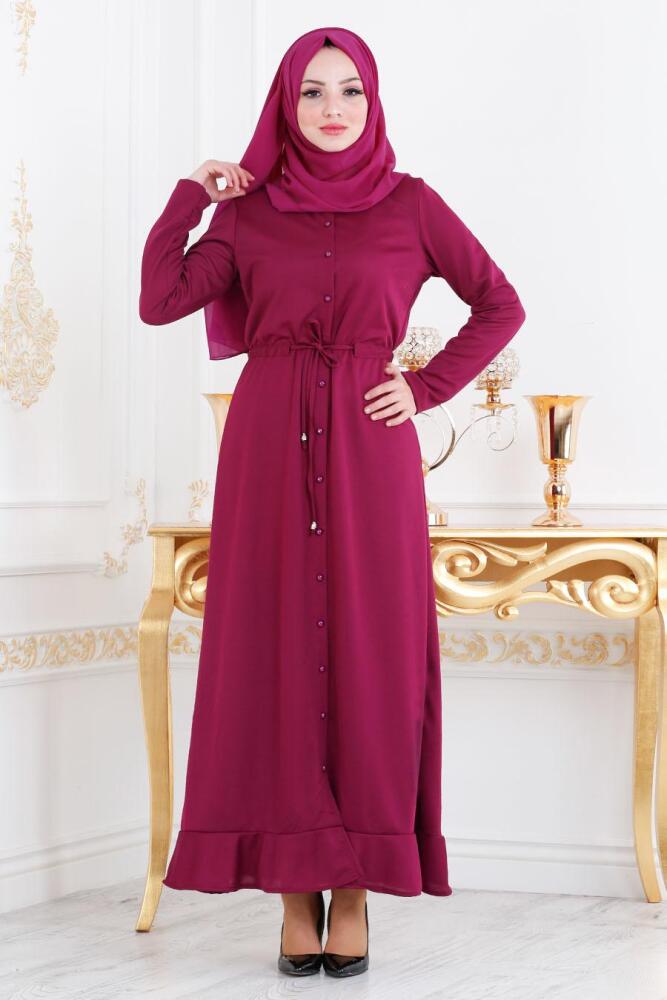 Violet Foncé - Nayla Collection - Robe Hijab 2090MU - 3
