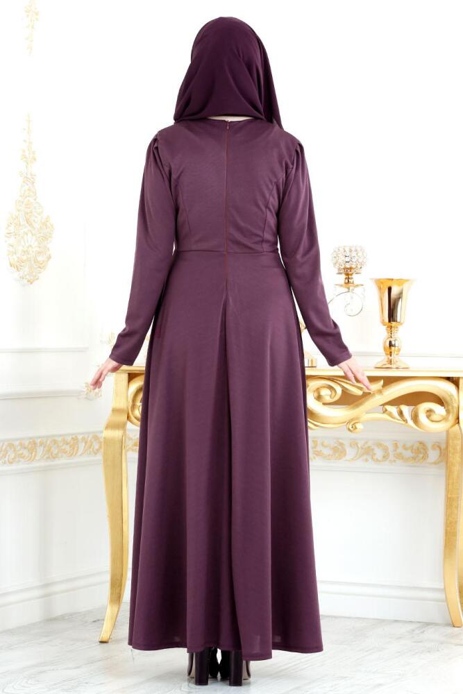 Violet Foncé - Nayla Collection - Robe Hijab 20960MU - 3