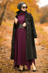 Violet Foncé - Nayla Collection - Robe Hijab 3190MU - Thumbnail