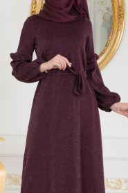Violet Foncé - Nayla Collection - Robe Hijab 3893MU - Thumbnail