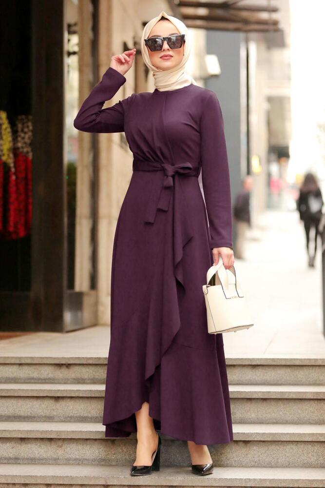 Violet Foncé - Nayla Collection - Robe Hijab 4041MU - 1